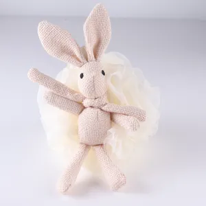 Mignon éponge de douche lapin filet de bain doux fleur de douche pour nettoyage du corps