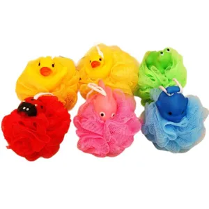 Ensemble d'éponges de bain en filet de dessin animé, boules de bain douces enfants.
