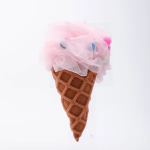 Kreativer Eiscreme Hörnchen Badeball Regenbogen Netz Schwamm Weicher Peeling Duschbad Schrubber Körperreinigungswerkzeug