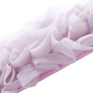 Sangle de douche exfoliante pour le dos, bande de bain en maille rose pour le nettoyage corporel.