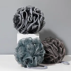 Soft mesh bath sponge for body scrubbing, colorful foaming shower puff for daily home cleansing.