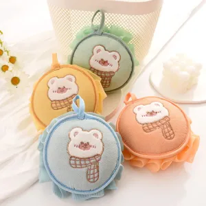 Cute bear bath sponge loofah mesh shower ball exfoliating body scrubber 4pcs set.