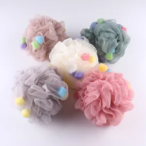 Grote Mesh Badpons Zachte PE Net Douchebal Met Koord Kleurrijke Spons Badpuff Lichaam Exfoliërende Badscrub