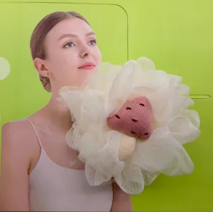 Lindo esponja de baño de hongo malla suave ducha puff para limpieza corporal diaria