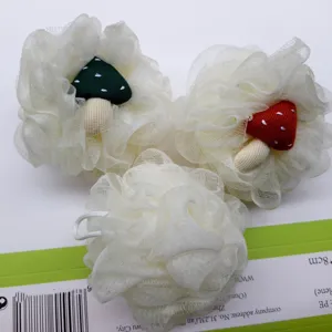 Set de esponja de baño de champiñón lindo con malla suave para una limpieza corporal delicada.