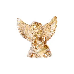 Light Luxury Crystal Thinking Angel Figurine Colorful Glass Praying Statue Desktop Home Living Room Decor Kids Gift