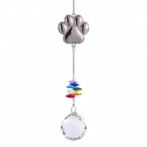 Crystal paw suncatcher hanging ornament rainbow maker garden window decor crystal ball pendant