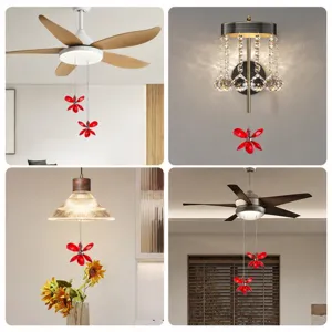 Pendentif fleur en cristal pour ventilateur de plafond et chaîne de lampe, détail.