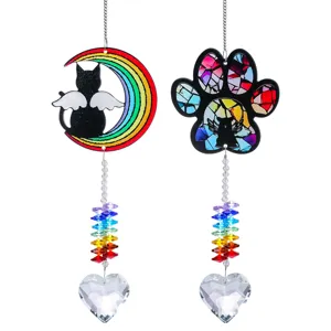 Crystal Sun Catcher Rainbow Maker Window Hanging Suncatcher Moon Paw Ornament Decor