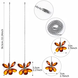 Pendentif de chaîne de tirage de ventilateur de plafond de fleur de cristal 50cm