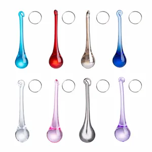 Colgantes de lágrima de cristal de color con anillo para boda árbol de navidad y lámpara
