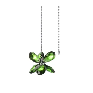 Pendentif chaîne de tirage ventilateur de plafond fleur cristal vert accessoire neuf
