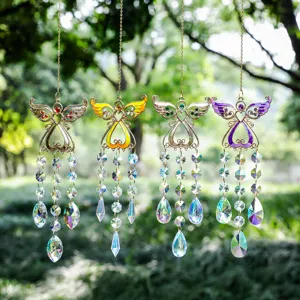 Crystal suncatcher angel wind chime pendant hanging ornament for garden home decor 1pc