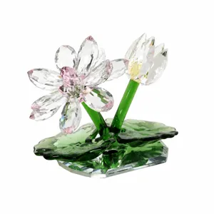 Exquisite Kristall Lotus Blume Figur Tisch Ornament künstliche Pflanze Büro Decor