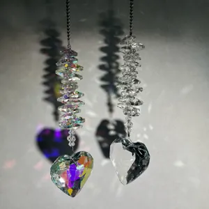 Lujo Ligero Cristal Atrapasol Carillón de Viento Luna Corazón de Melocotón Cuentas Octogonales Colgante Colgante Para Decoración del Hogar