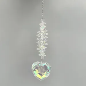 Atrapasueños de cristal carillón de viento con colgante de corazón color AB para hogar.