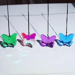 Minimalist White Crystal Butterfly Pendant Suncatcher Colorful Faceted Hanging Ornament Home Garden Window Decor Gift