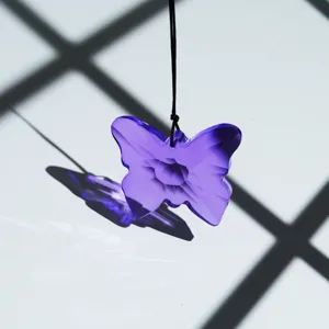 Stunning purple crystal butterfly pendant suncatcher hanging ornament for window decor