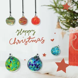 Handmade Blown Glass Christmas Ball Hanging Ornament Colorful Painted Sun Catcher For Home Party Decor