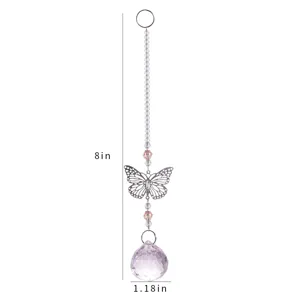 Acchiappasole con farfalla in cristallo pendente con sfera di prisma scintillante per giardino