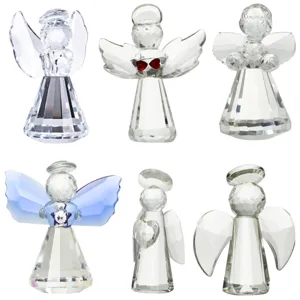 Figurine Ange en Cristal Verre Facetté Ornement de Bureau Décoration Cadeau