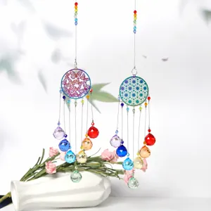 Crystal Butterfly Wind Chime Sun Catcher Rainbow Hanging Pendant Colorful Metal Geometric Garden Decor Gift