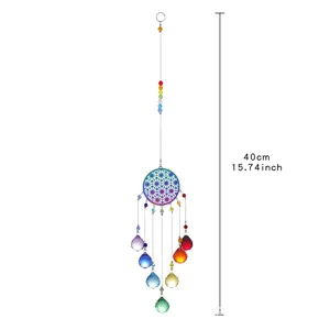 Detailed view of the crystal suncatcher pendant, showing colorful beads and hanging design.