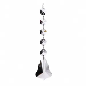 Clear crystal chandelier pendant lighting accessory with octagonal beads and hanging drop.
