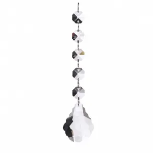 Detailed view of transparent AB color crystal chandelier pendant suncatcher lighting accessory.