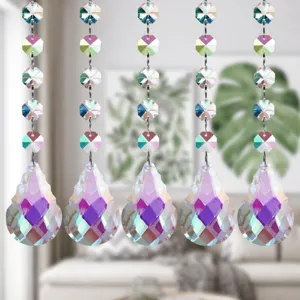 AB color crystal pendant hanging strings multi-faceted lighting accessories home decor drops