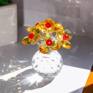 Crystal flower table ornament decorative crystal glass flower for living room gift.