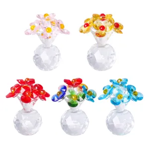 Crystal flower bouquet figurine tabletop ornament wedding gift home decor crystal glass flower