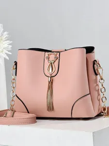 Sac à bandoulière rose tendance avec chaîne dorée et pendentif chat mignon pour femmes