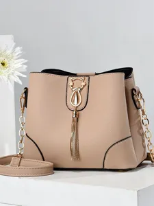 Sac à bandoulière décontracté pour femme, grande capacité fourre-tout en cuir PU élégant.
