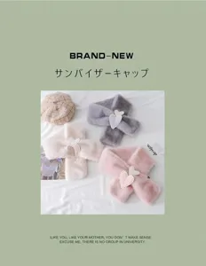 Winter thick plush crossover scarf for women, sweet cute faux rabbit fur warm winter scarf.