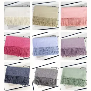 Detailed view of the soft imitation cashmere tassel scarf variant, showing exquisite texture.
