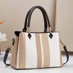 Femmes Mode Patchwork Contraste de Couleurs Cuir PU Épaule Sac Bandoulière Décontracté Poignée Supérieure Sac à Main