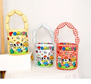 Sac seau mignon illustration dessin animé sac à main pour enfants sac en toile poignée bulle
