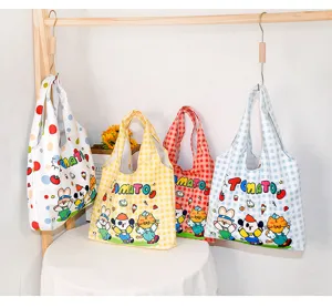 Casual plaid vest canvas tote bag, trendy large capacity shoulder bag for women daily use.