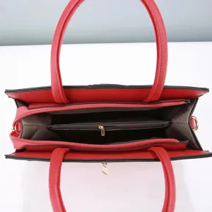 Borsa a mano patchwork rosso nero grande capacità borsa a tracolla multi scomparto