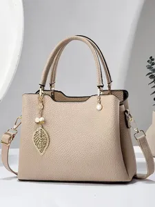Elegante Damen Handtasche in Beige, weiches Kunstleder Umhängetasche mit großem Fassungsvermögen.