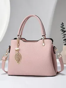 Rosa Leder Handtasche für Damen, stilvolle Shopper Umhängetasche mit großem Fassungsvermögen.