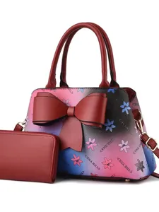 Set de bolso de mujer degradado con lazo grande, bolso de hombro casual para diario.