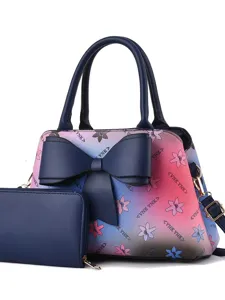 Bolso de mano degradado para mujer con gran lazo vintage elegante bolso de hombro y cartera
