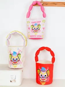Cute Chinese dragon bucket bag with puffy handles, festive cartoon handbag for kids and women.