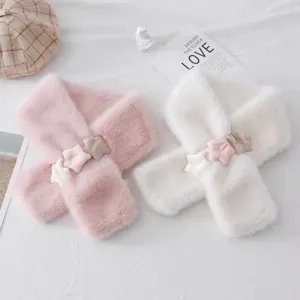 Bufanda de Cuello de Estrellas de Felpa Gruesa de Invierno Mujer Coreano Ins Lindo Cálido Piel Sintética Cuello Cruzado Suave Moda Invierno