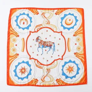 Pañuelo cuadrado de seda de moda 90cm elegante pañuelo estampado para mujeres elegante