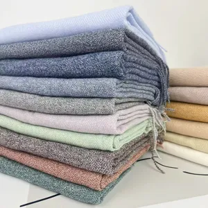 Soft marl faux cashmere scarf with tassels, warm winter long solid color shawl for women.