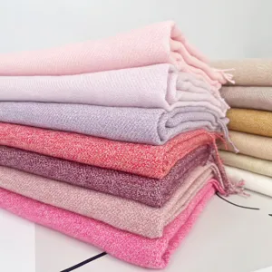 Soft solid color marled imitation cashmere scarf women winter warm tassel shawl main view