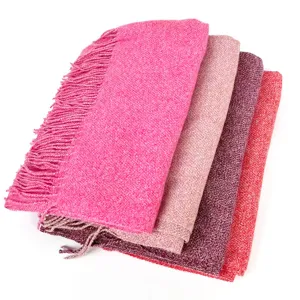 Cozy winter thick imitation cashmere tassel scarf, soft solid color shawl for women.
